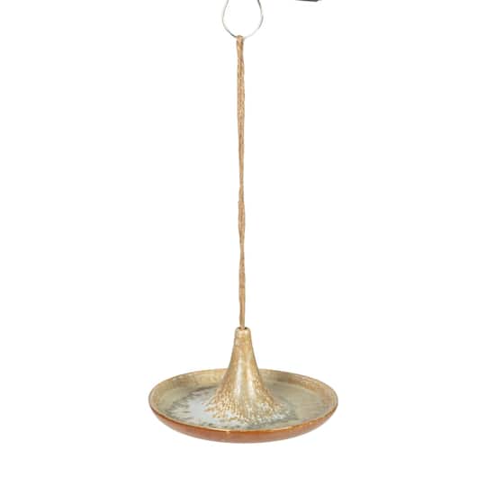 Hello Honey® 6.75" Tan Stoneware Bird Feeder with Jute Hanger